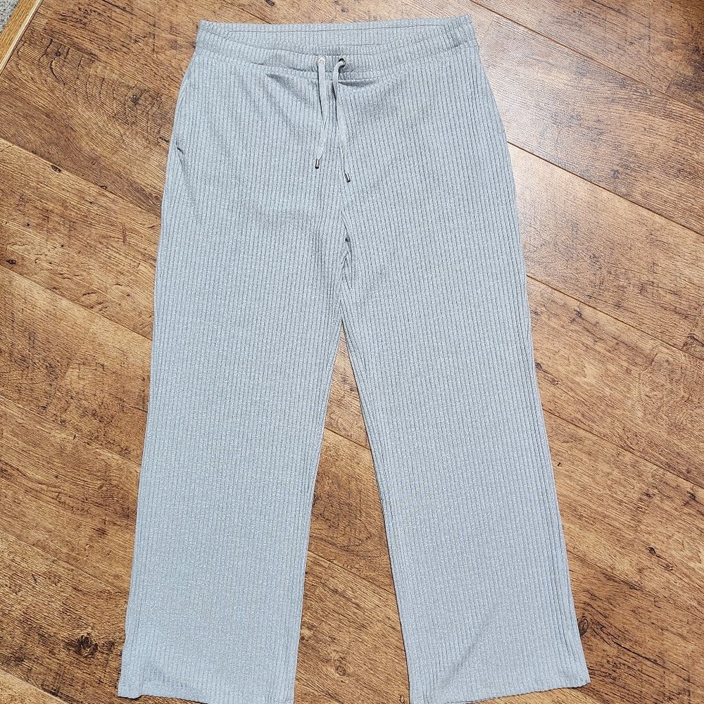 CALVIN KLEIN Women's Gray Ribbed Knit Wide Leg Pants - XL - NWT - NEW WITH TAGS - Picture 3 of 9